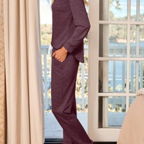 Oversized Loungewear Set Comfy Chic Relaxed Fit Two Piece Pajamas Joggers - Picture 4 of 8